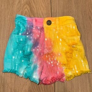 Lola + The Boys Rainbow Sequin Shorts
